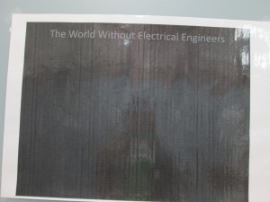 A poster at the electrical engineering booth.  I had a good chuckle